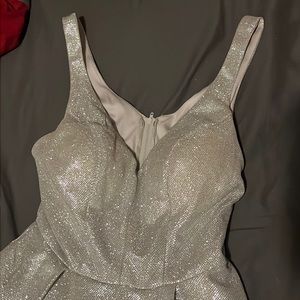 silver and pink glitter prom dress